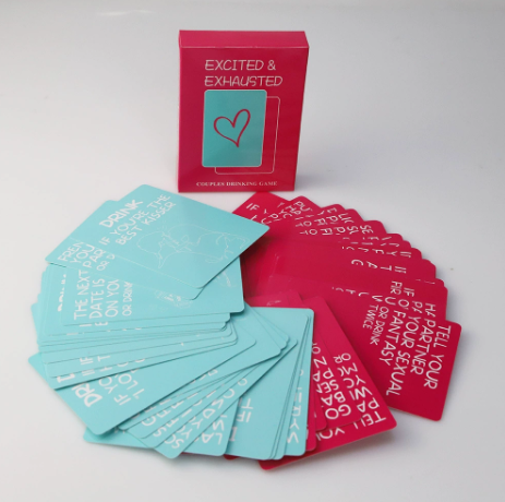 Excited & Exhausted: Couples’ Drinking English Board Game Cards