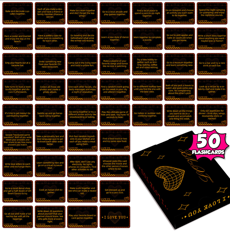 50 couple interaction cards, ambiguous mutual question cards for couples, dialogue cards for card games.