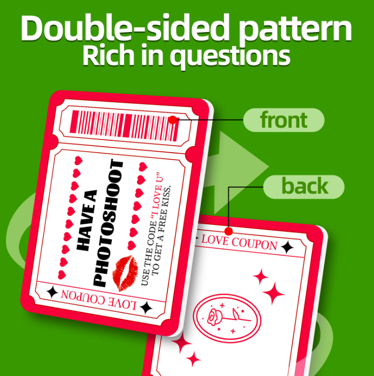 50 couple interaction cards, ambiguous mutual question cards for couples, dialogue cards for card games.